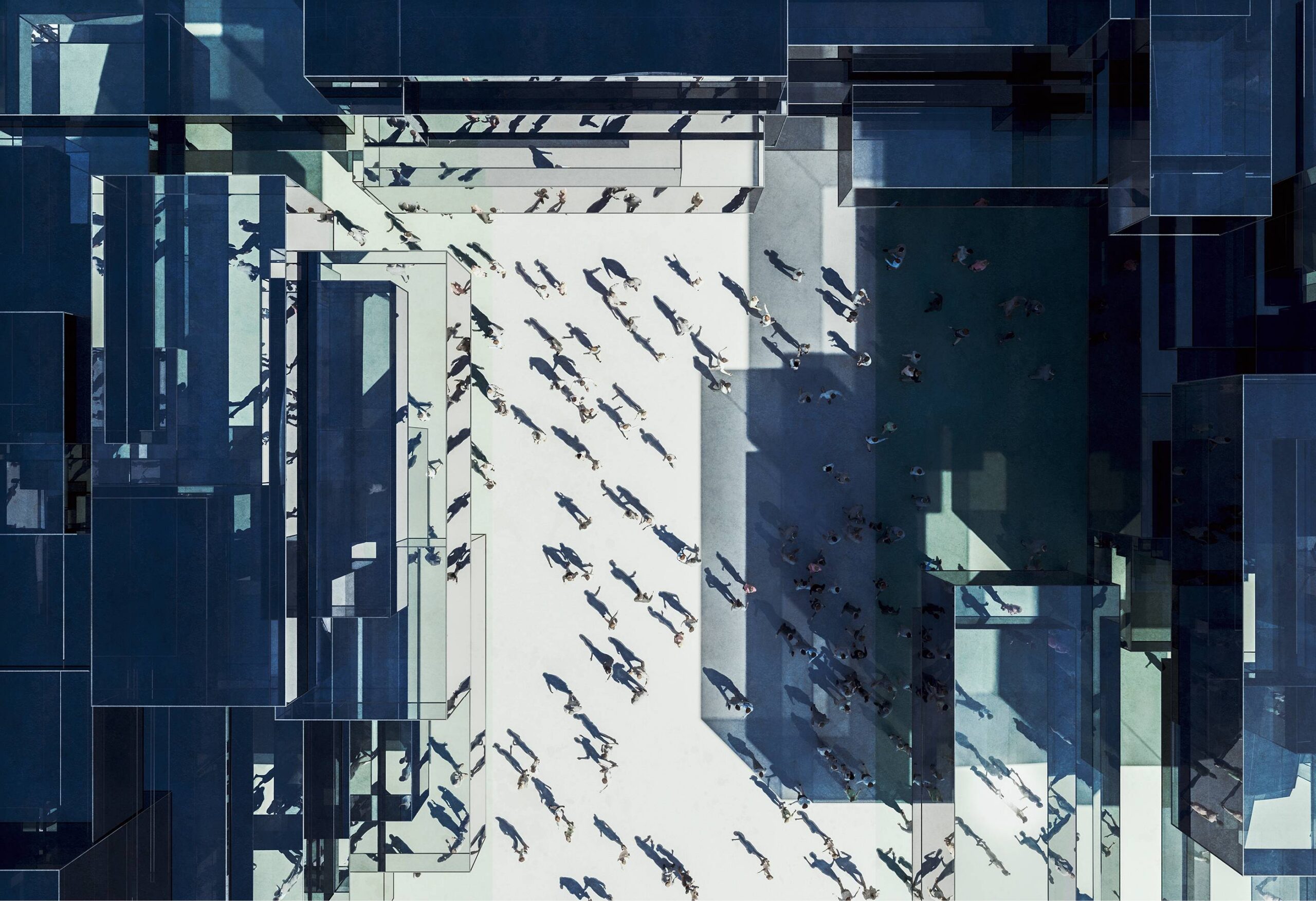 Business people modern corporate atrium