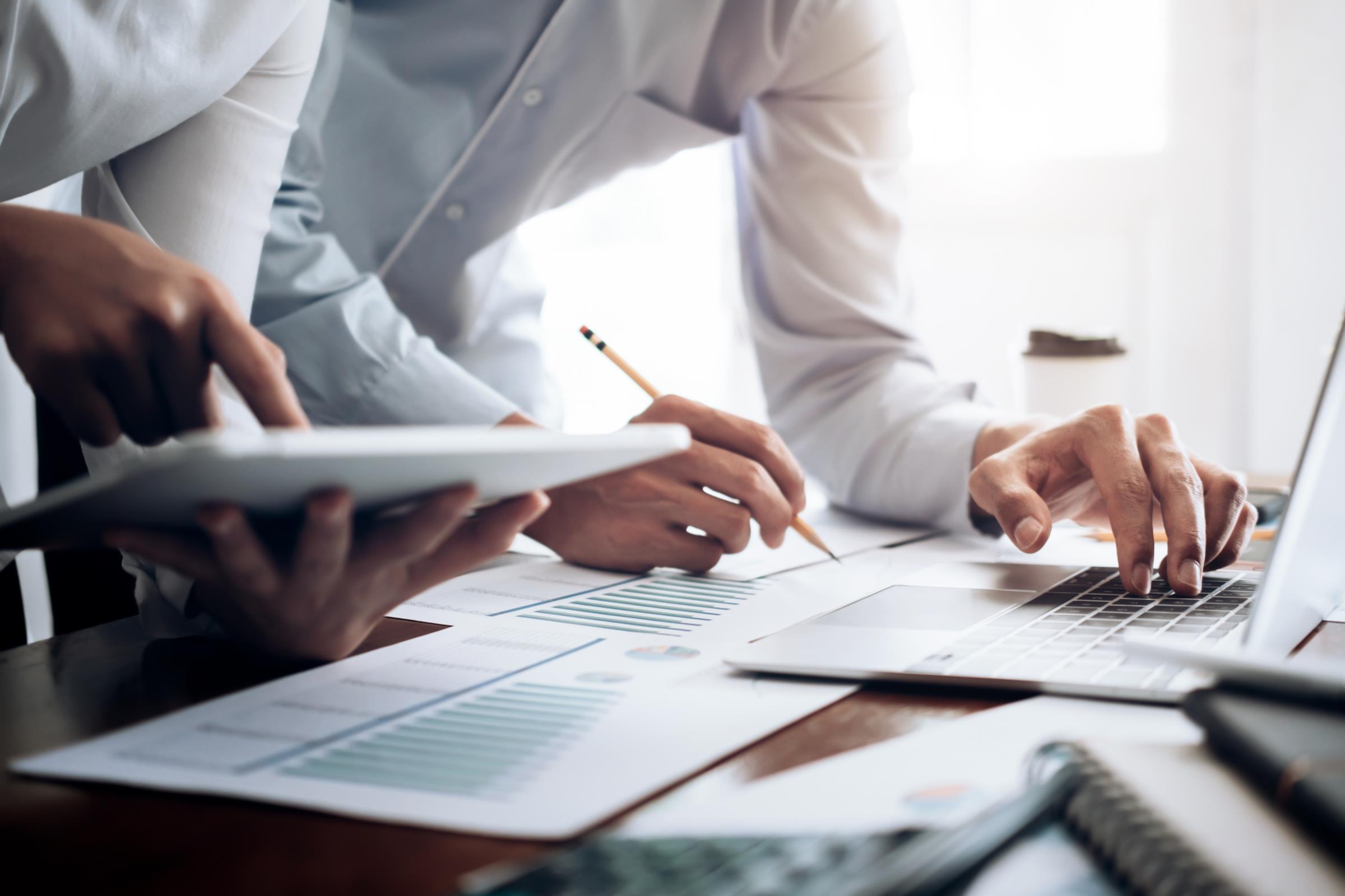 Financial review documents business team