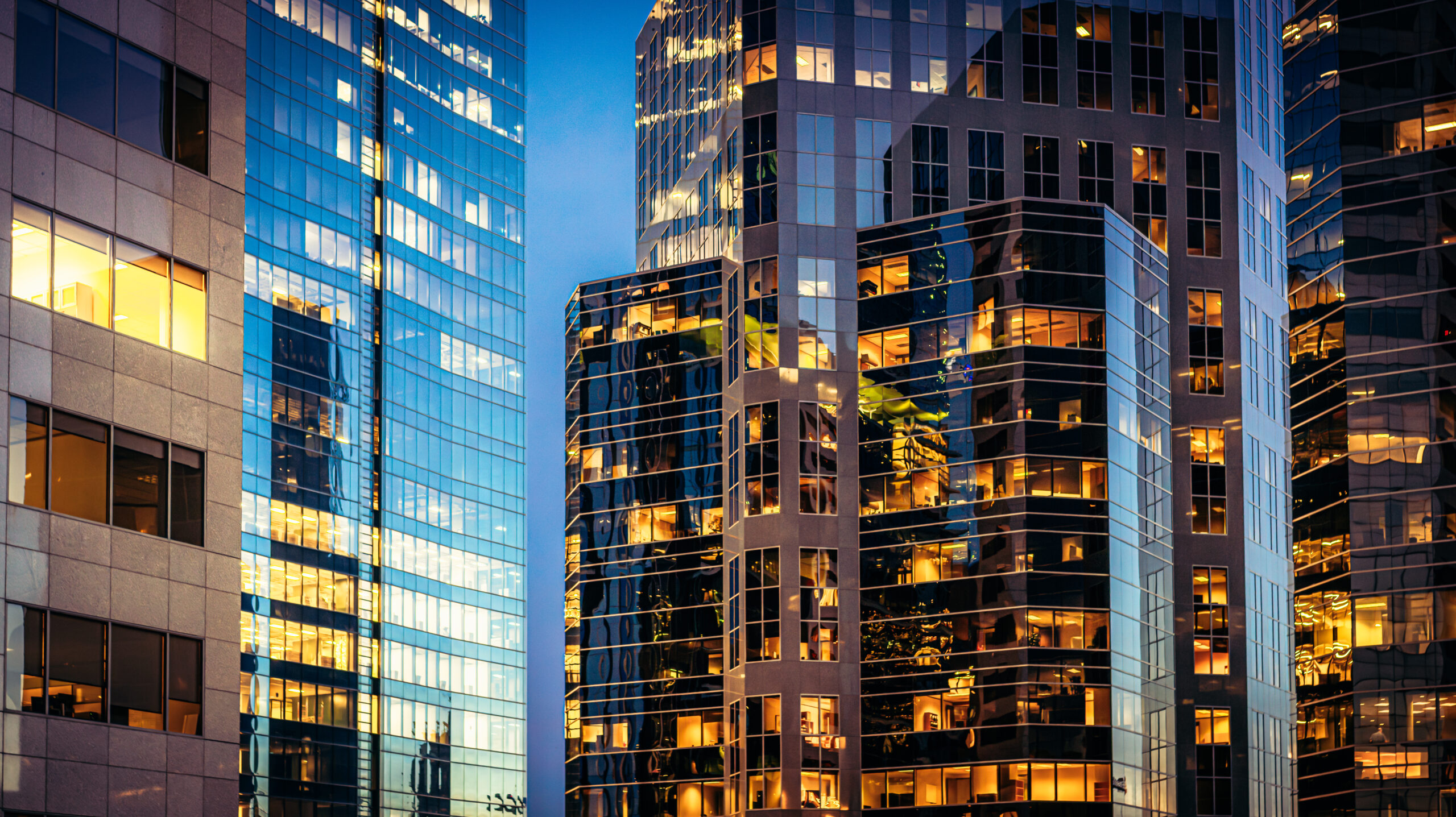 Modern office buildings evening