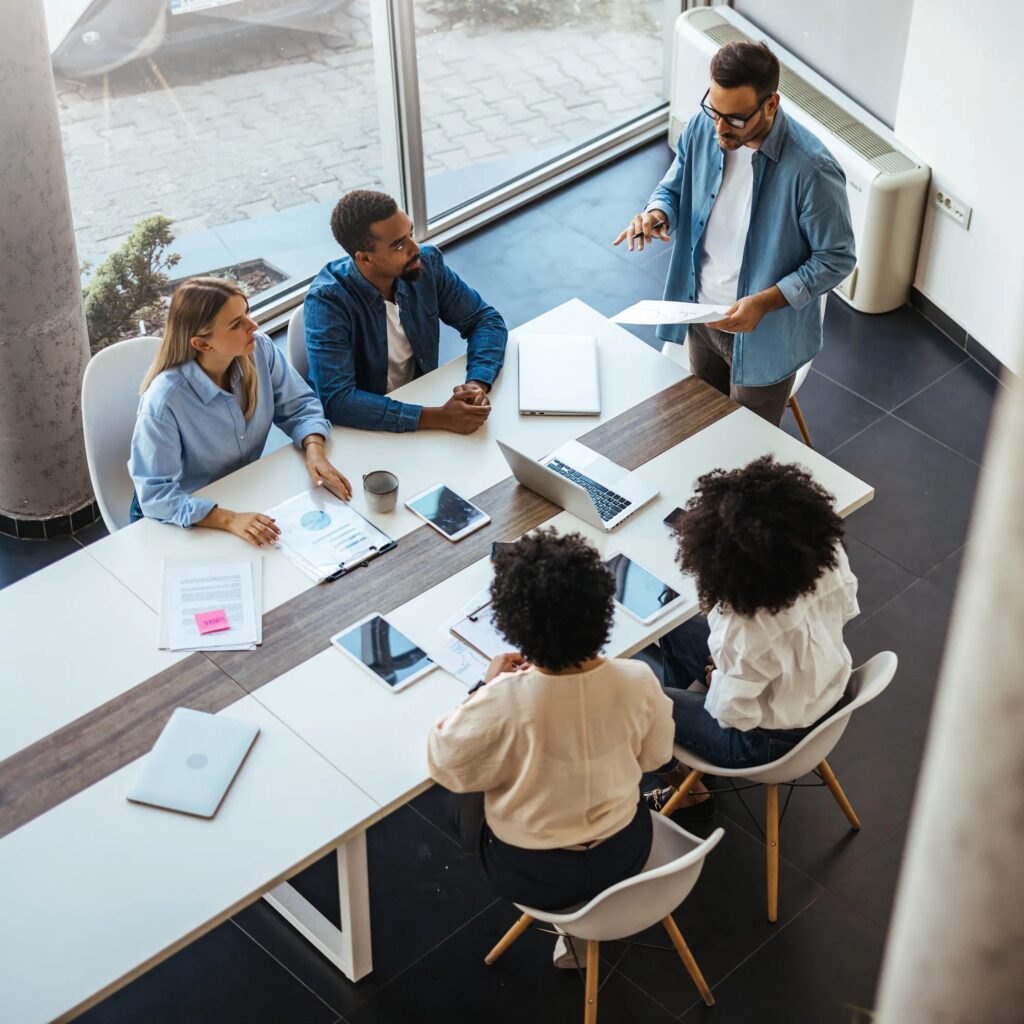 Overhead team meeting