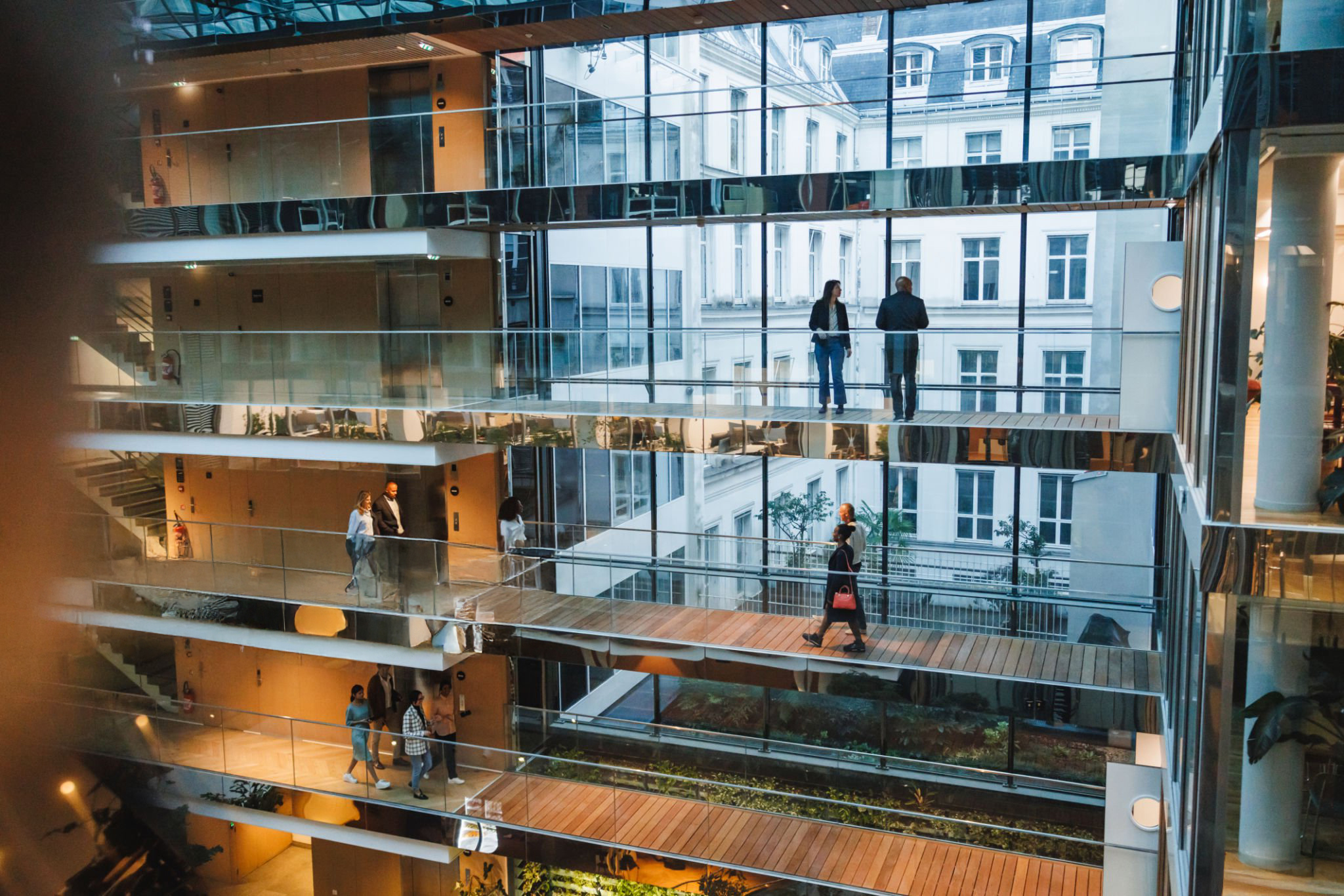 Multi-level modern office atrium